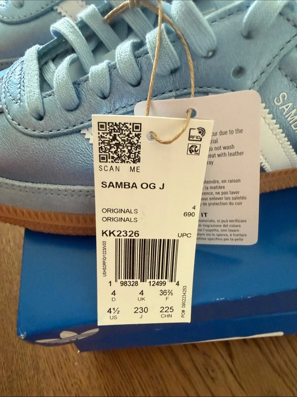 New Adidas Kids Samba OG Shoes in Light Blue